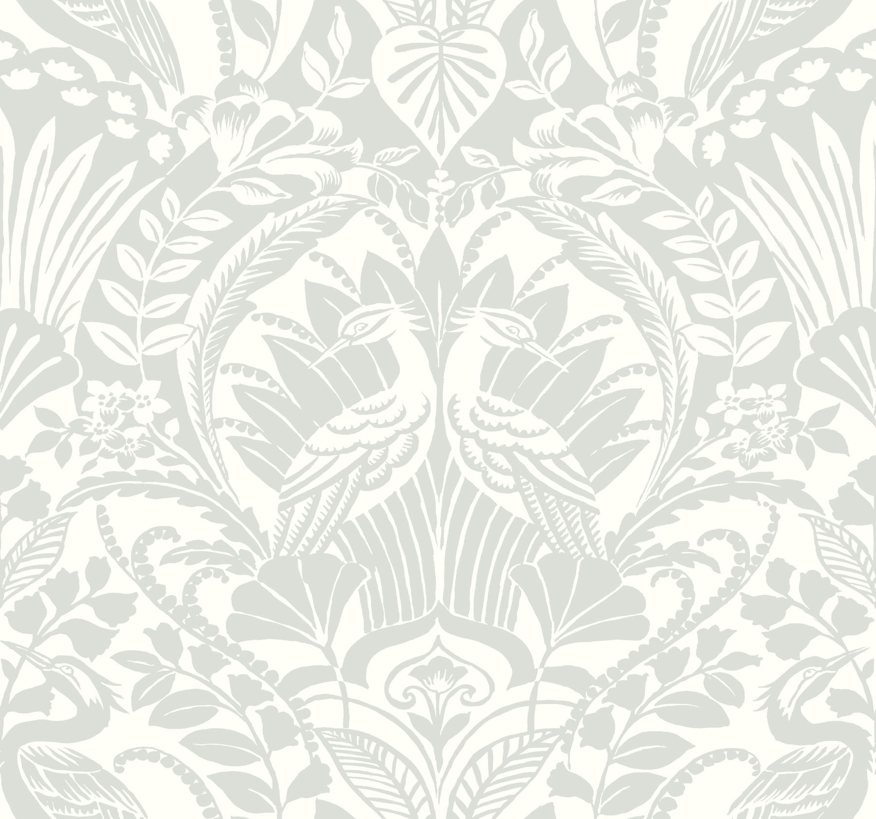Egret Damask Green Wallpaper large image 