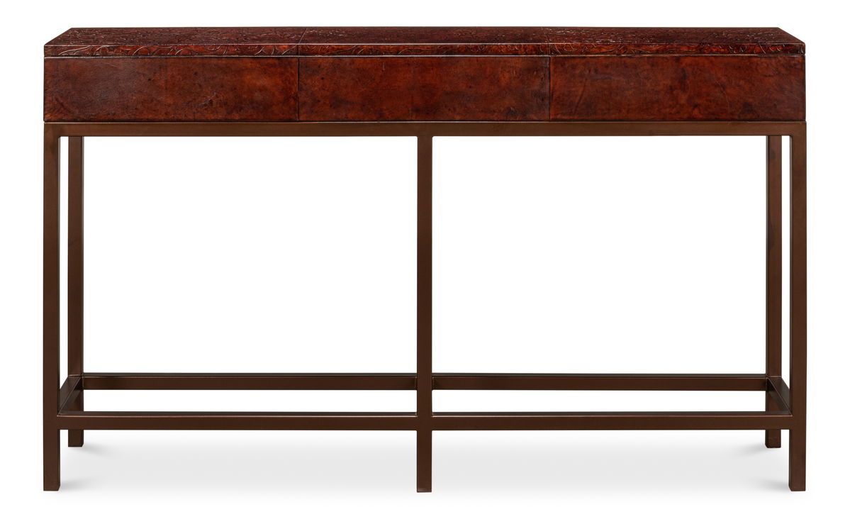 Campaign Embossed Console, by Sarreid, 1' length x 5' width x 2'11" height View 3