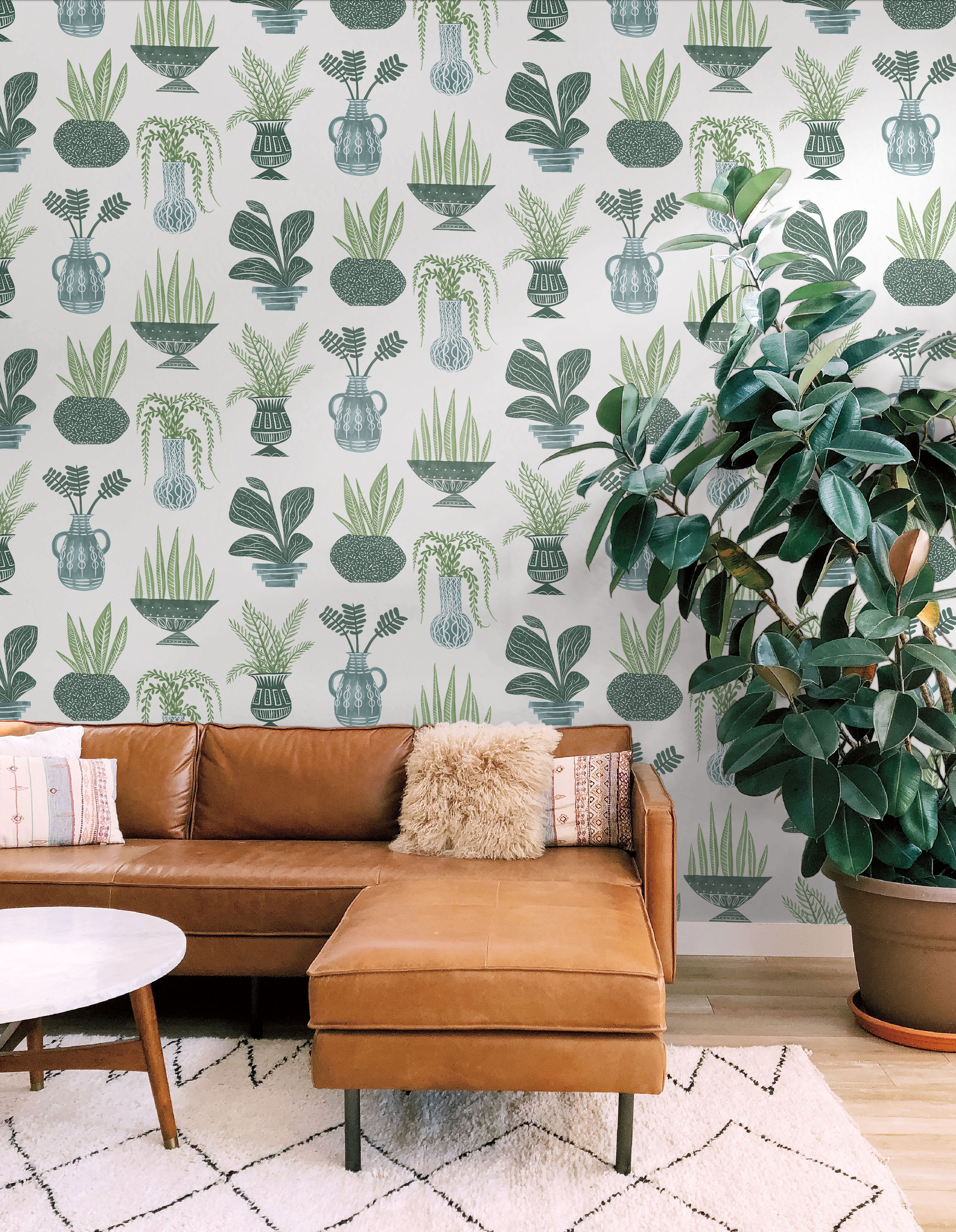Plant Party Green Peel & Stick Wallpaper large image 