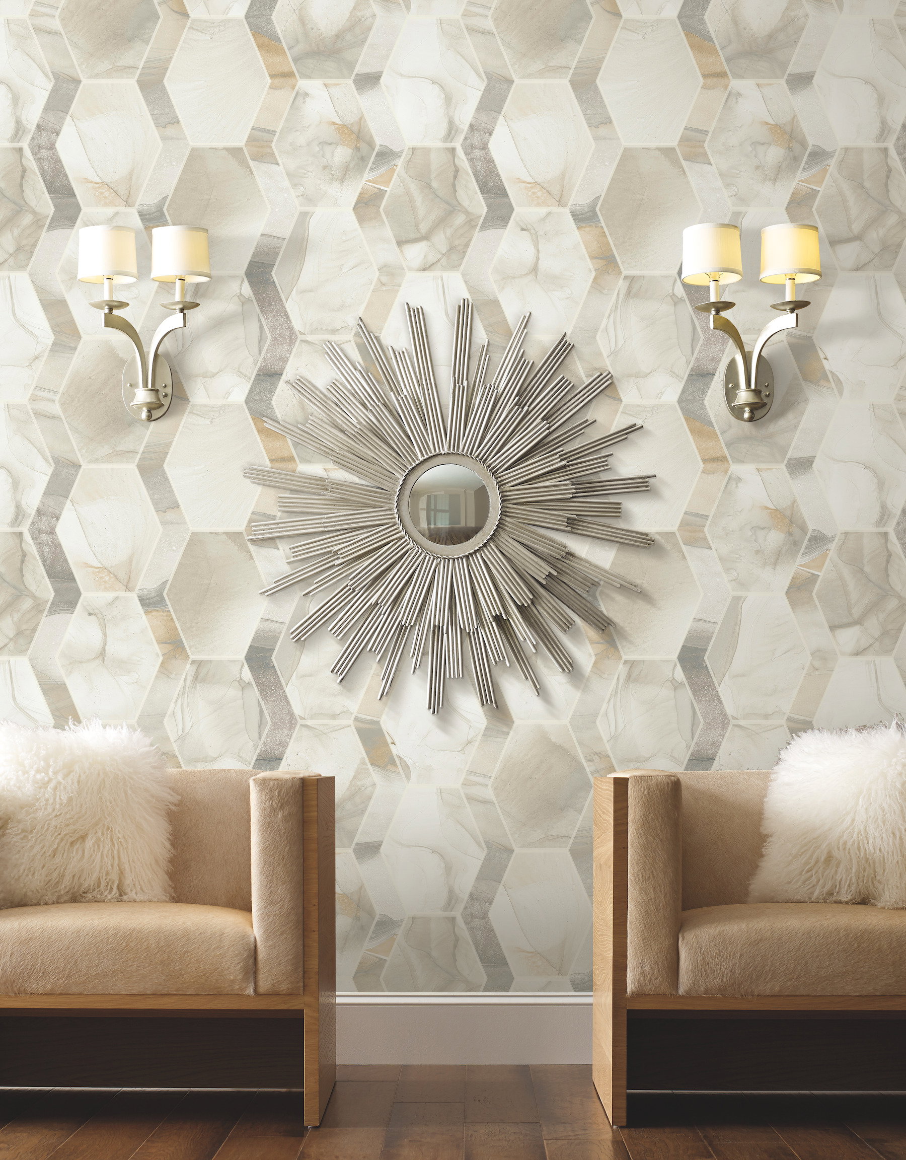 Earthbound Cream & Grey Wallpaper, by York Wall, 27' length x 2'3" width x 0.02" depth View 3