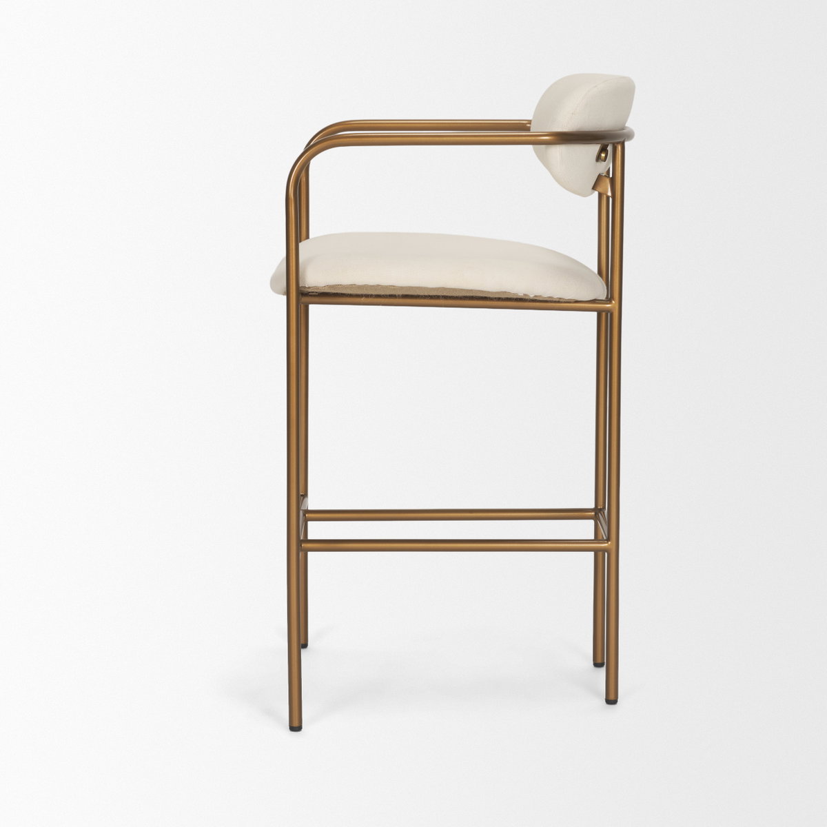 Parker Backless 36.5in Seat Counter Stool | Cream Fabric with Gold Metal, Counter & Bar Stool by Mercana, 21.25" length x 21.5" width x 36.5" height View 8