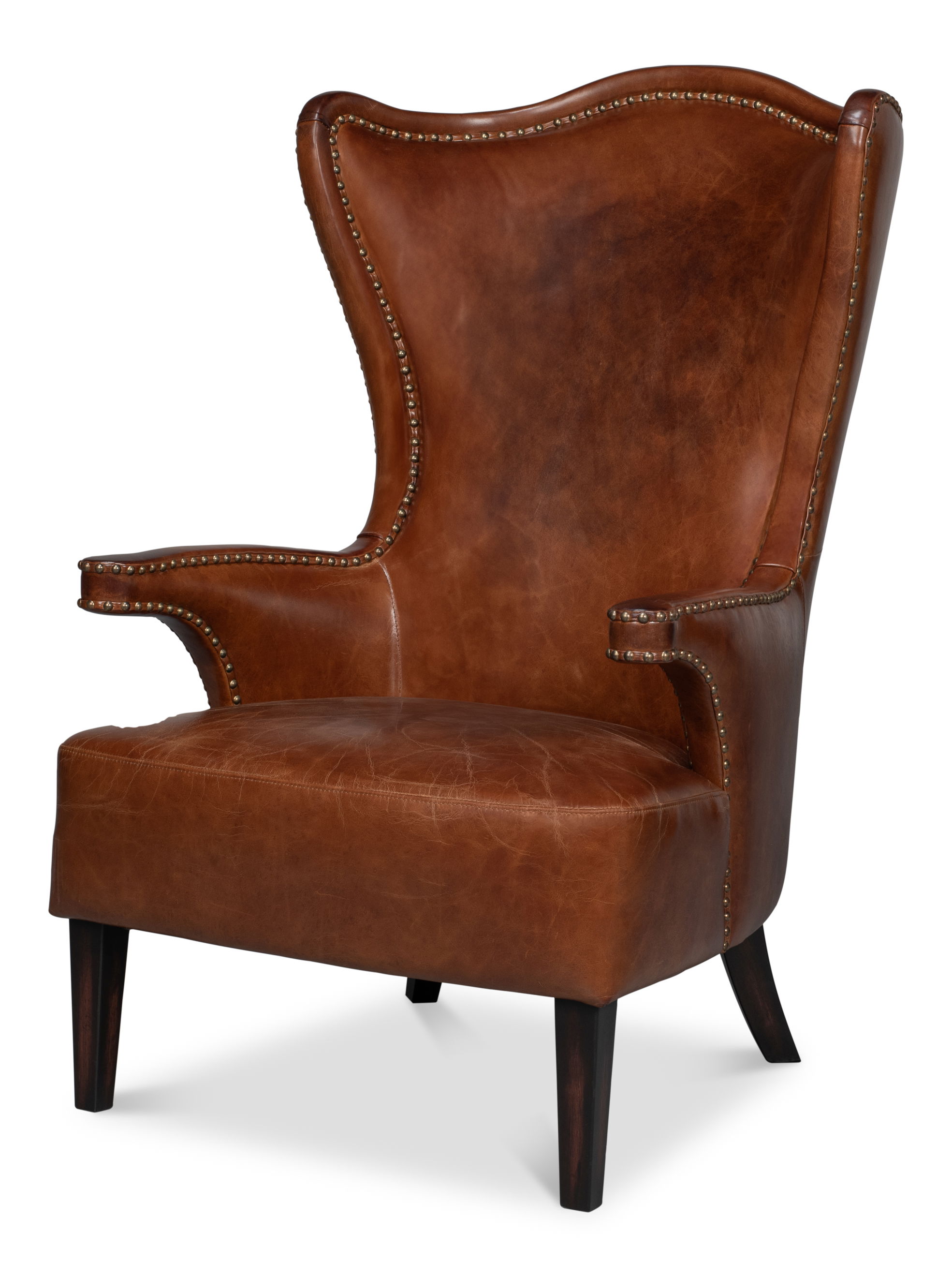*Drake Distilled Leather Chair, Seating by Sarreid, 29" length x 38" width x 47" height View 1