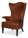 *Drake Distilled Leather Chair, Seating by Sarreid, 29" length x 38" width x 47" height thumbnail 1