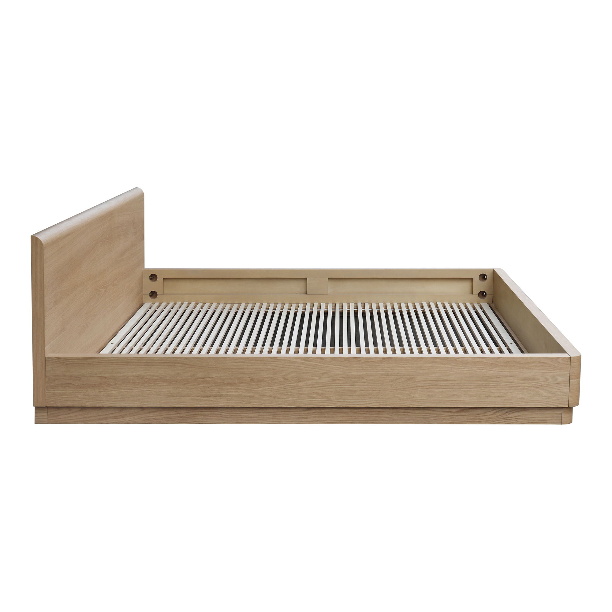 Round Off King Bed Light Oak Brown, by Moe's Home, 80.5" width x 30.25" height x 84.5" depth View 4