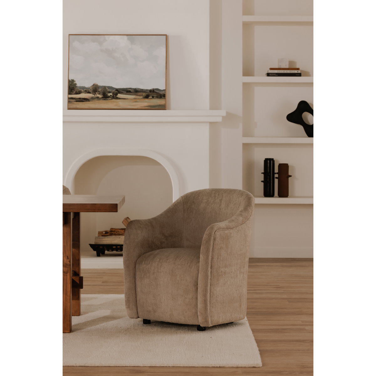 Drava Rolling Dining Chair Beige, by Moe's Home, 26" width x 32.5" height x 26" depth View 9