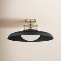 Online Designer Bedroom Jude 1-Light Dimmable Steel Semi Flush Mount with Glass Shade