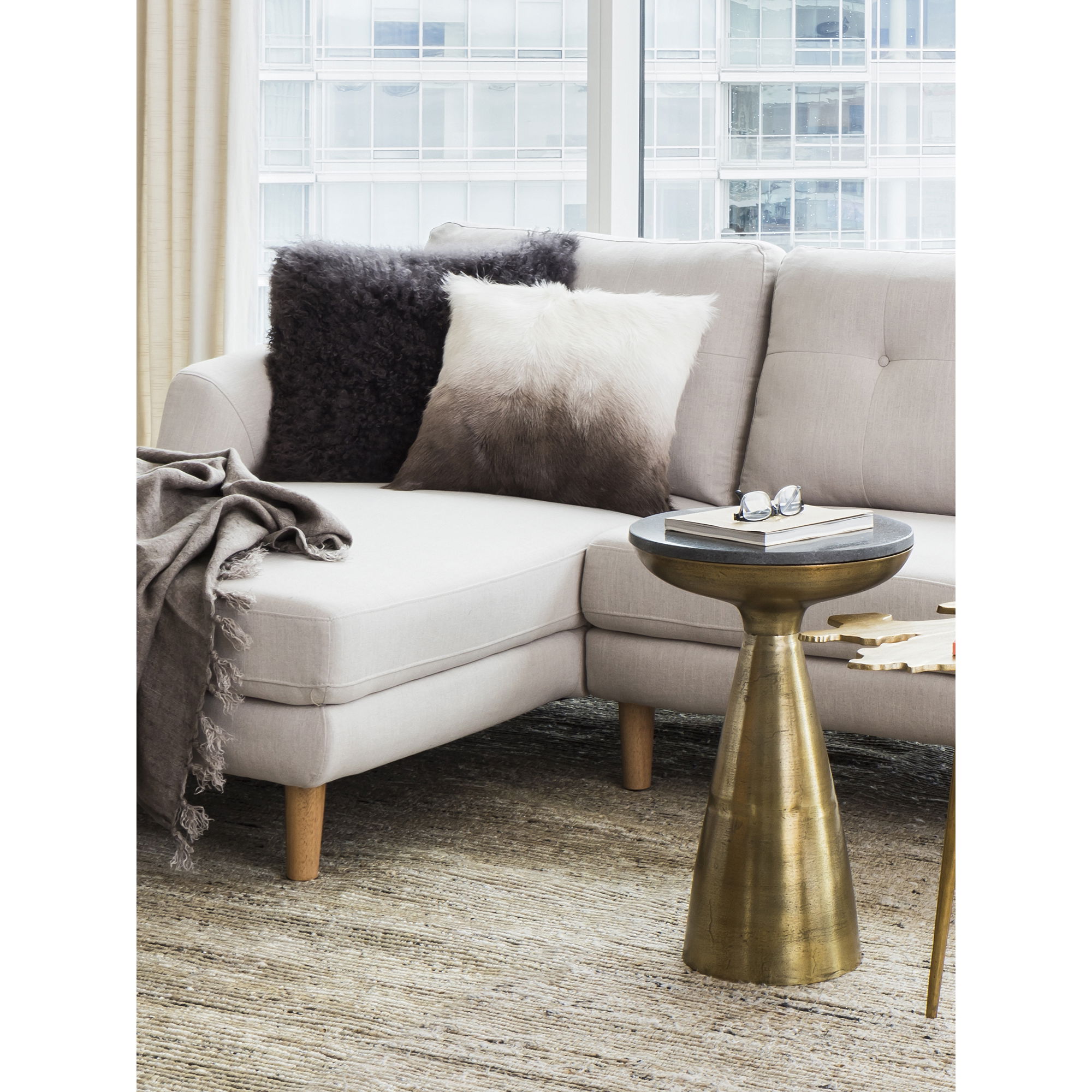 Font Side Table Brass, Side & End Table by Moe's Home, 15.5" width x 22" height x 15.5" depth View 2