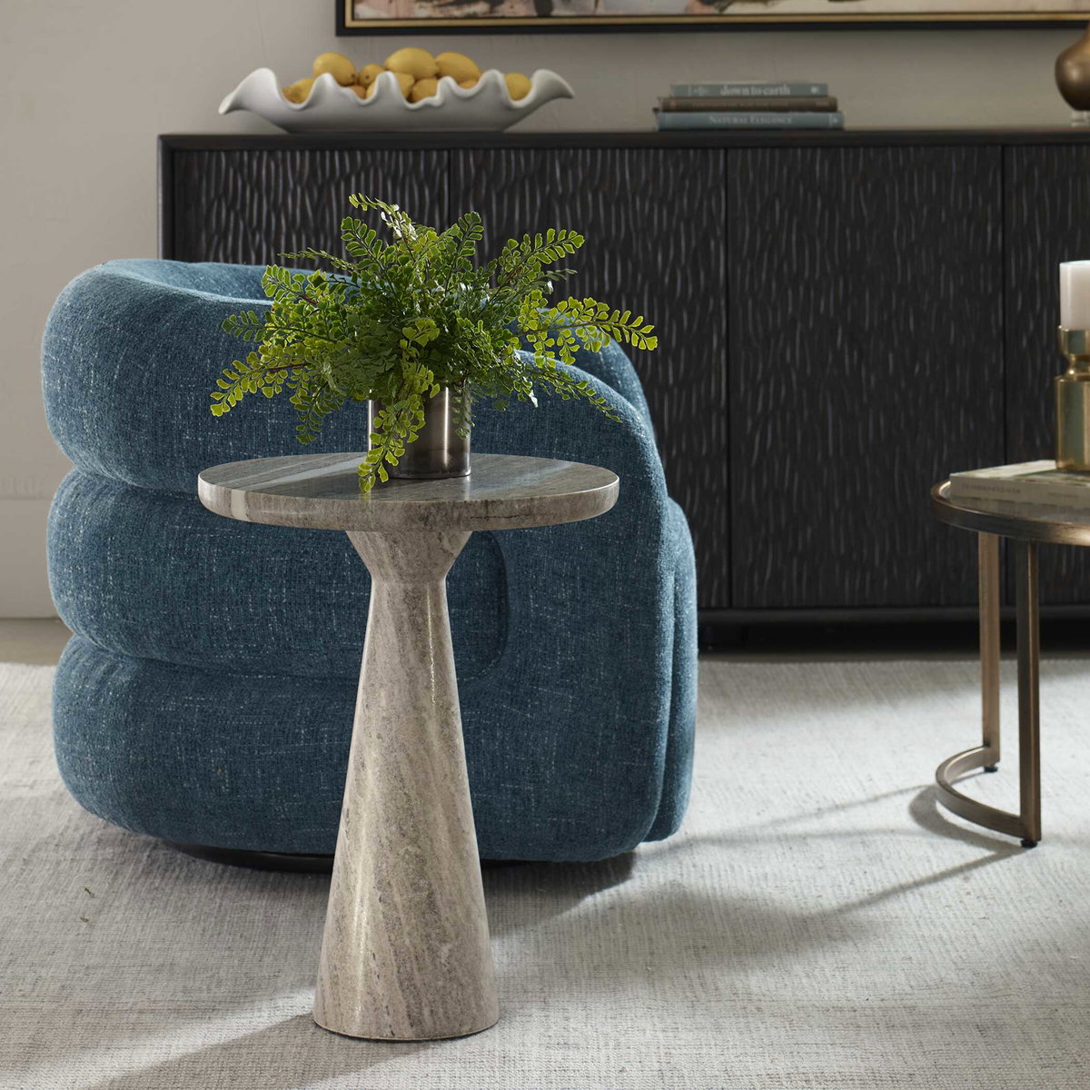 Shura Indoor-Outdoor Marble Accent Table, Coffee Table by Uttermost, 16" width x 20" height x 16" depth View 2