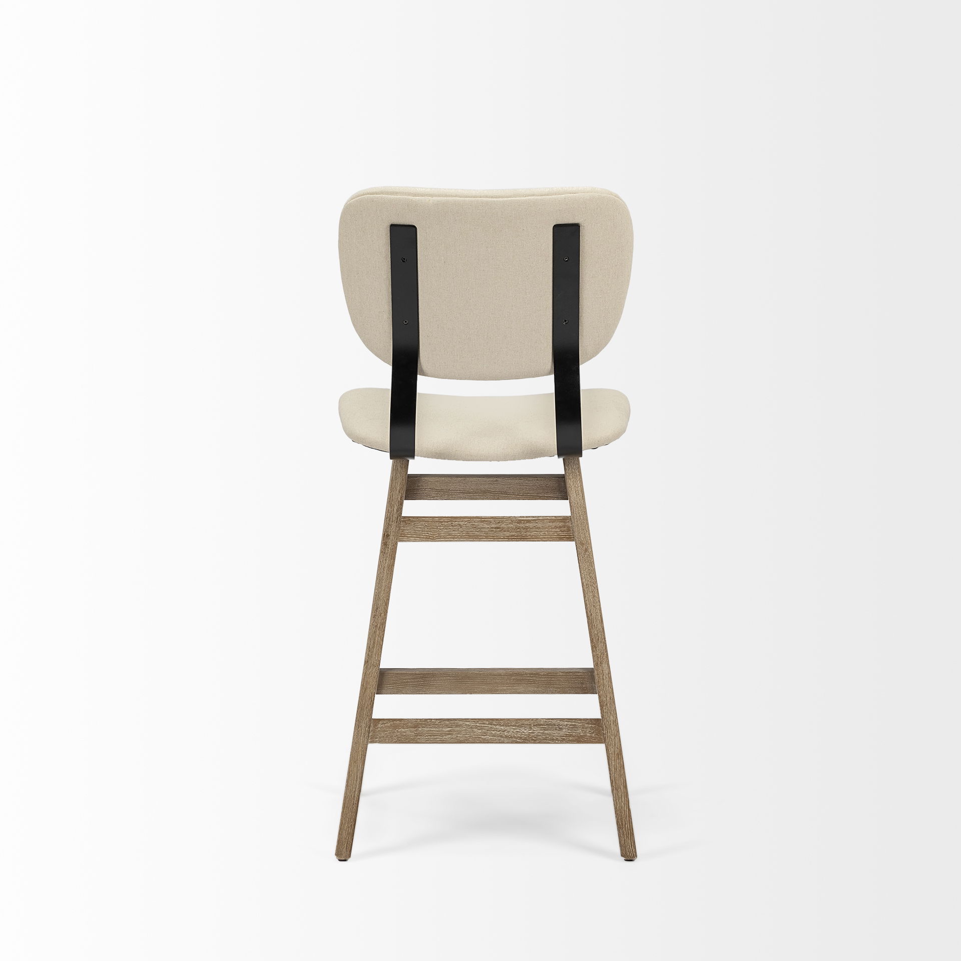 Haden 26.5' Seat Height Cream Upholstered Seat Brown Wood Frame Stool large image 
