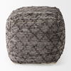 Falguni  Gray Leather and Cotton Patterned Pouf, Ottoman by Mercana, 16" length x 16" width x 16" height thumbnail 2