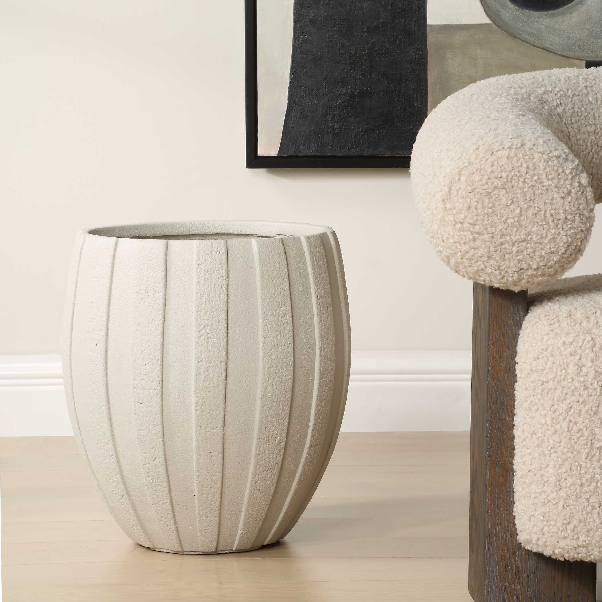 Ridgehaven Textured Outdoor Planter, Decorative by Uttermost, 16.75" width x 17.87" height x 16.75" depth View 4