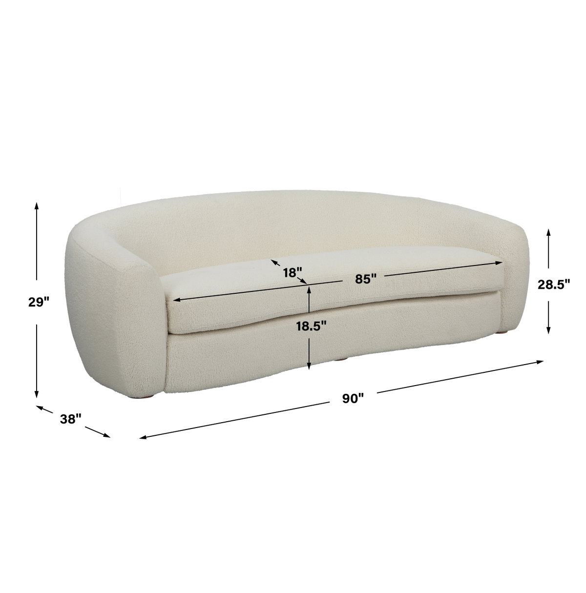 Capra Art Deco White Sofa, Sofas & Sectional by Uttermost, 90" width x 27" height x 38" depth View 3