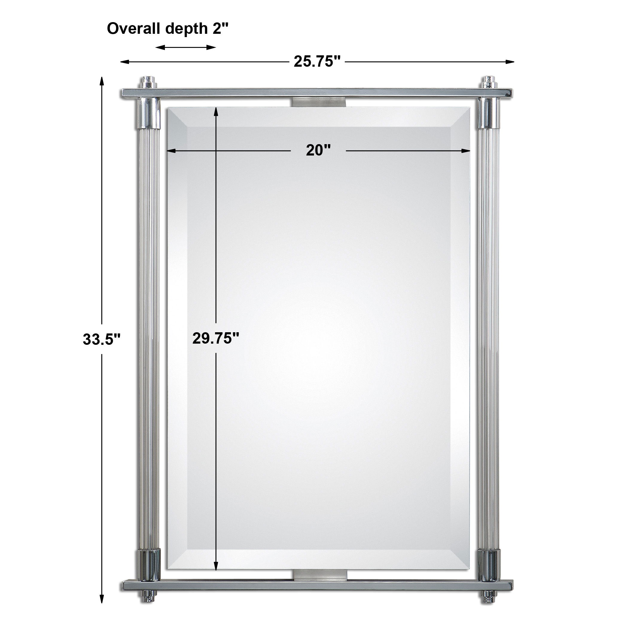 Adara Vanity Mirror, by Uttermost, 25.75" width x 33.5" height x 2" depth View 3