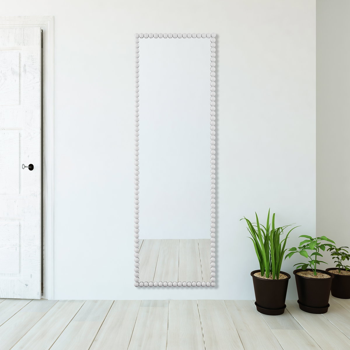 Serna White Tall Mirror, by Uttermost, 1'11.37" width x 6'0.25" height x 2.25" depth View 2