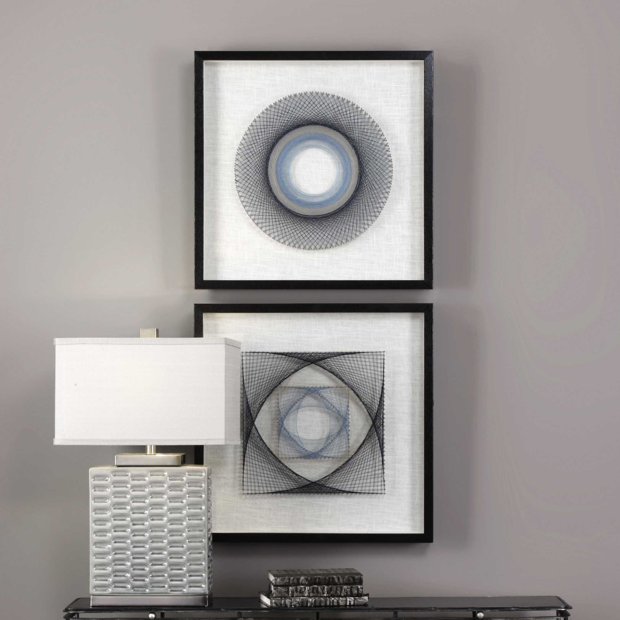 String Duet Geometric Art Set/2, Sculptural Wall Art by Uttermost, 23.62" width x 23.62" height x 2.5" depth View 4