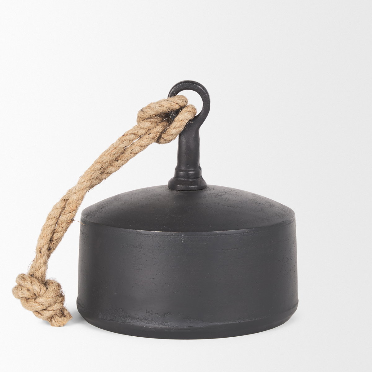 Quincy Large Matte Black Metal Decorative Bell Object, Decorative Object by Mercana, 7" length x 7" width x 7.75" height View 4