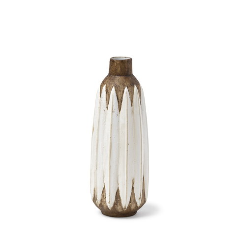 Sisko I Short Rustic Brown White Ceramic Vase