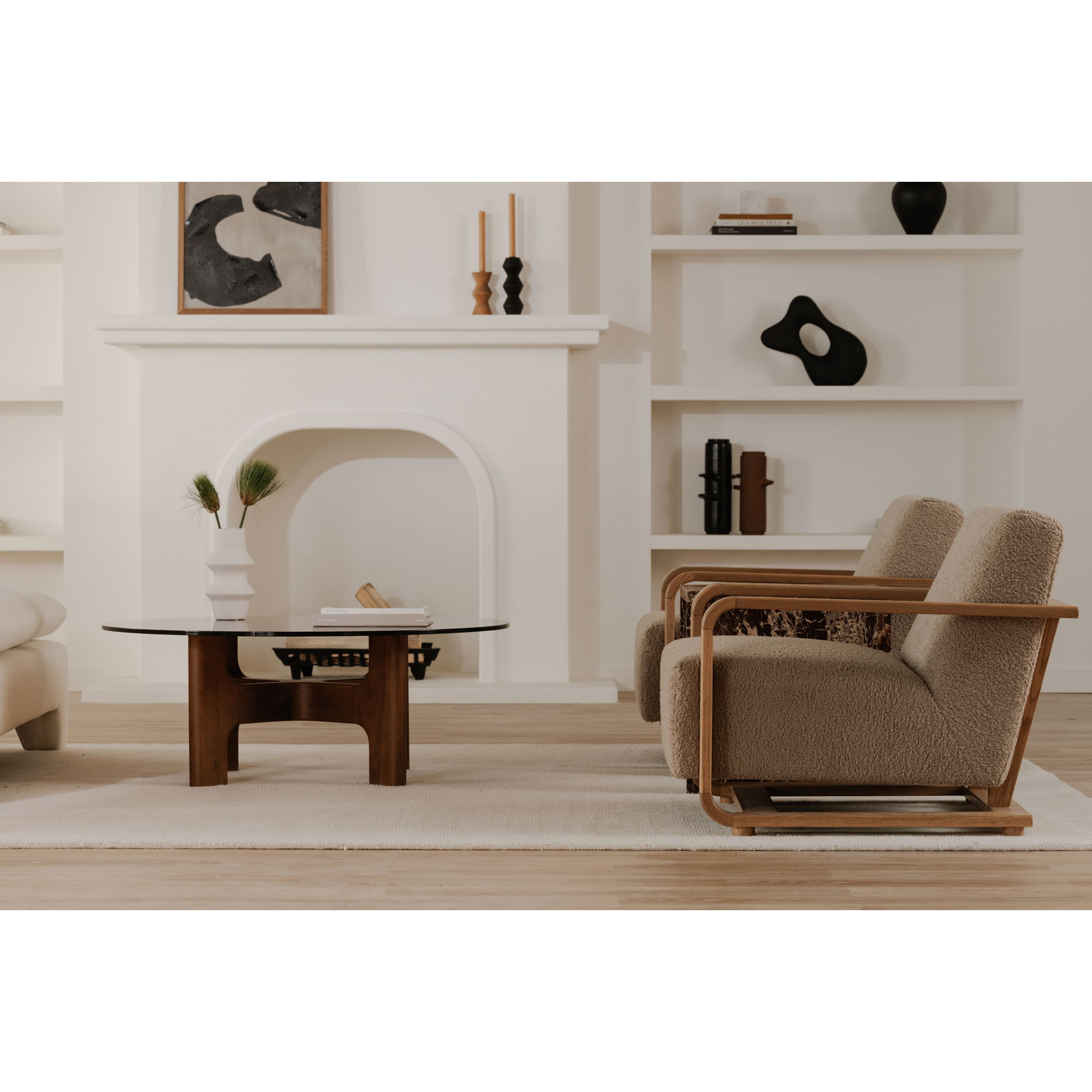 Eckersley Lounge Chair Beige Faux Shearling large image 
