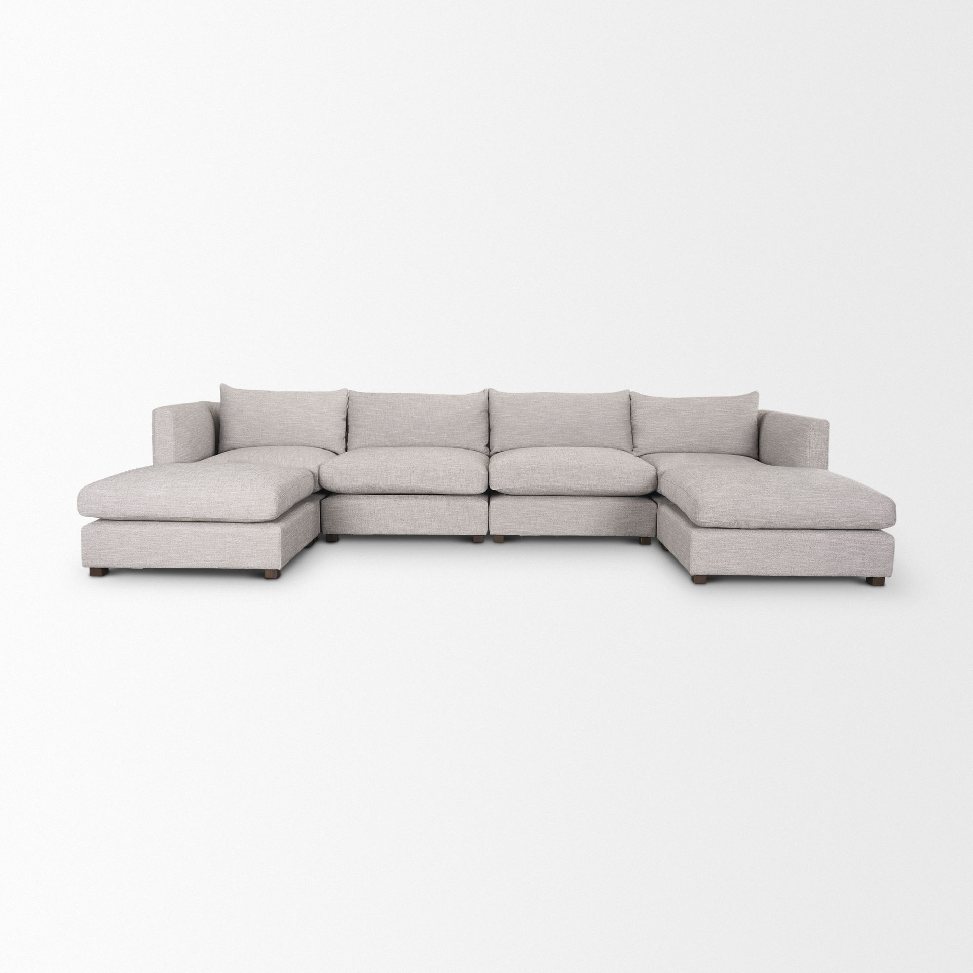 Halston 6 Piece (with 2 x Ottoman) Light Grey Double Chaise Sofa Set large image 