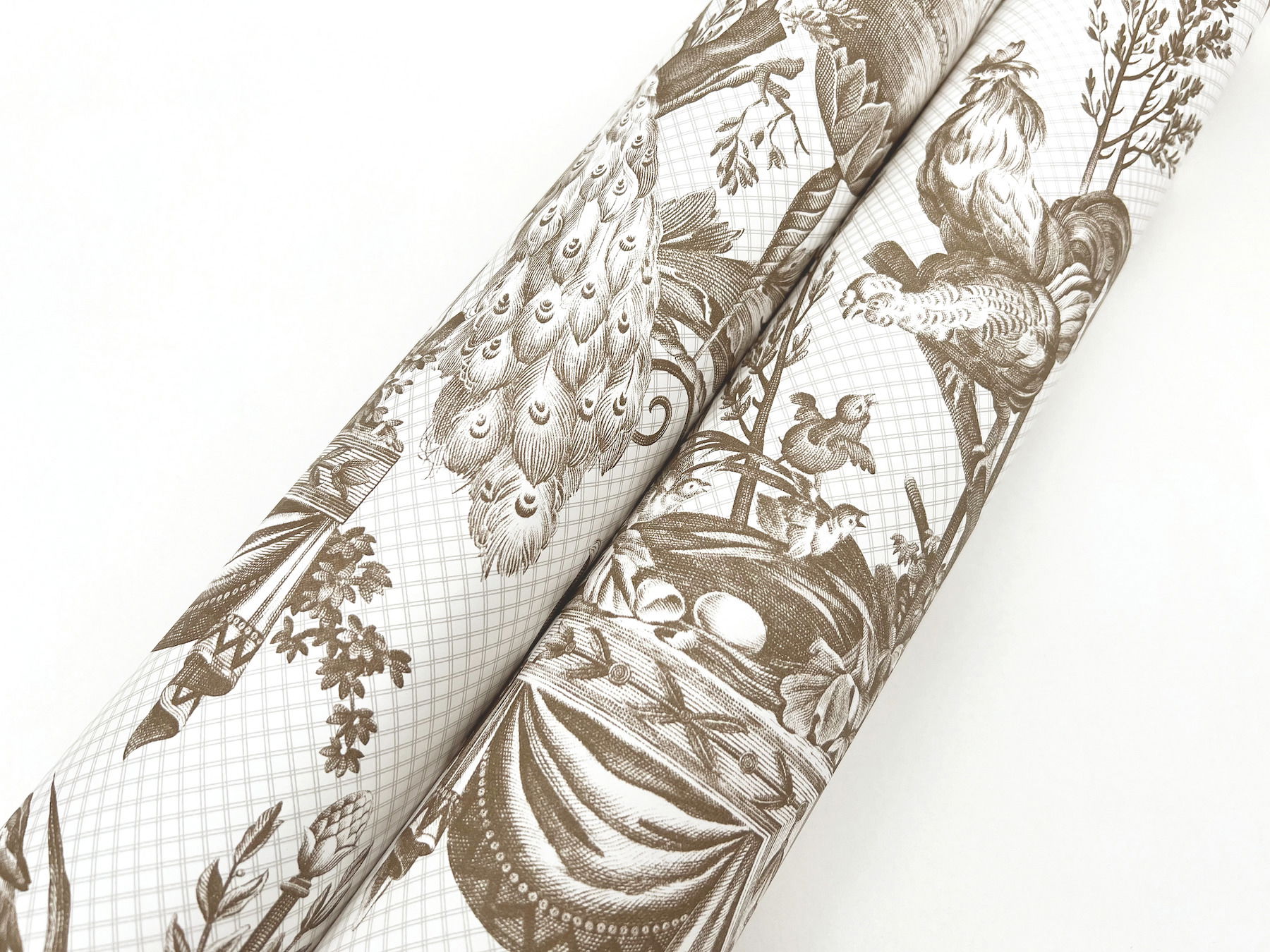 Avian Fountain Toile Mink Wallpaper large image 