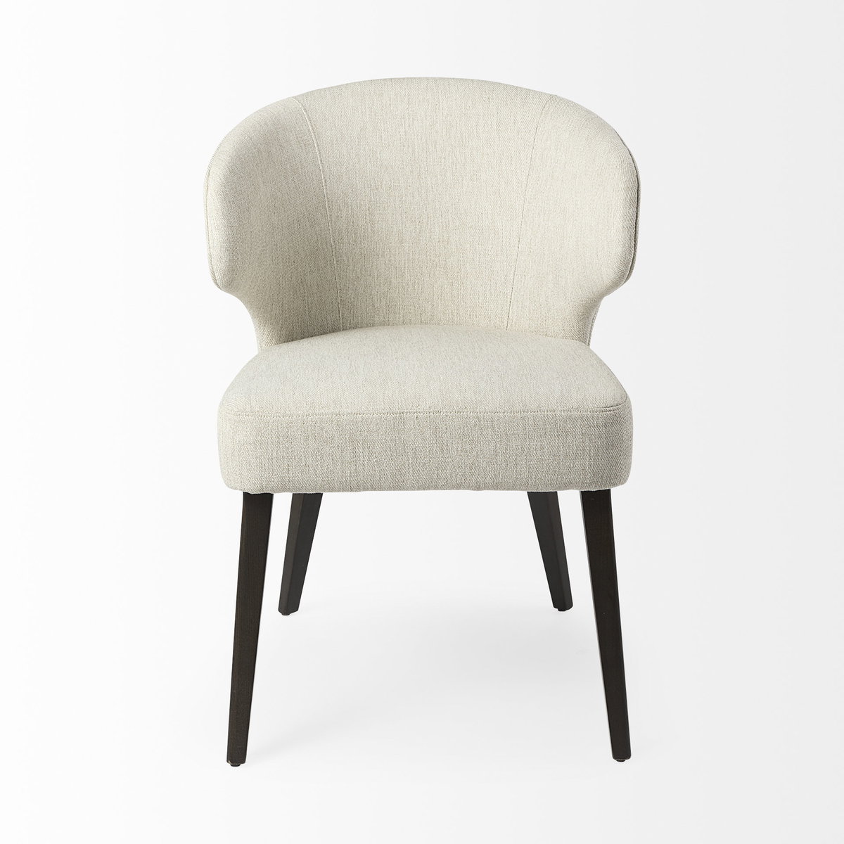 Niles Wingback Dining Side Chair | Cream Fabric with Dark Brown Wooden, Dining Chair by Mercana, 21.65" length x 25" width x 31.89" height View 7