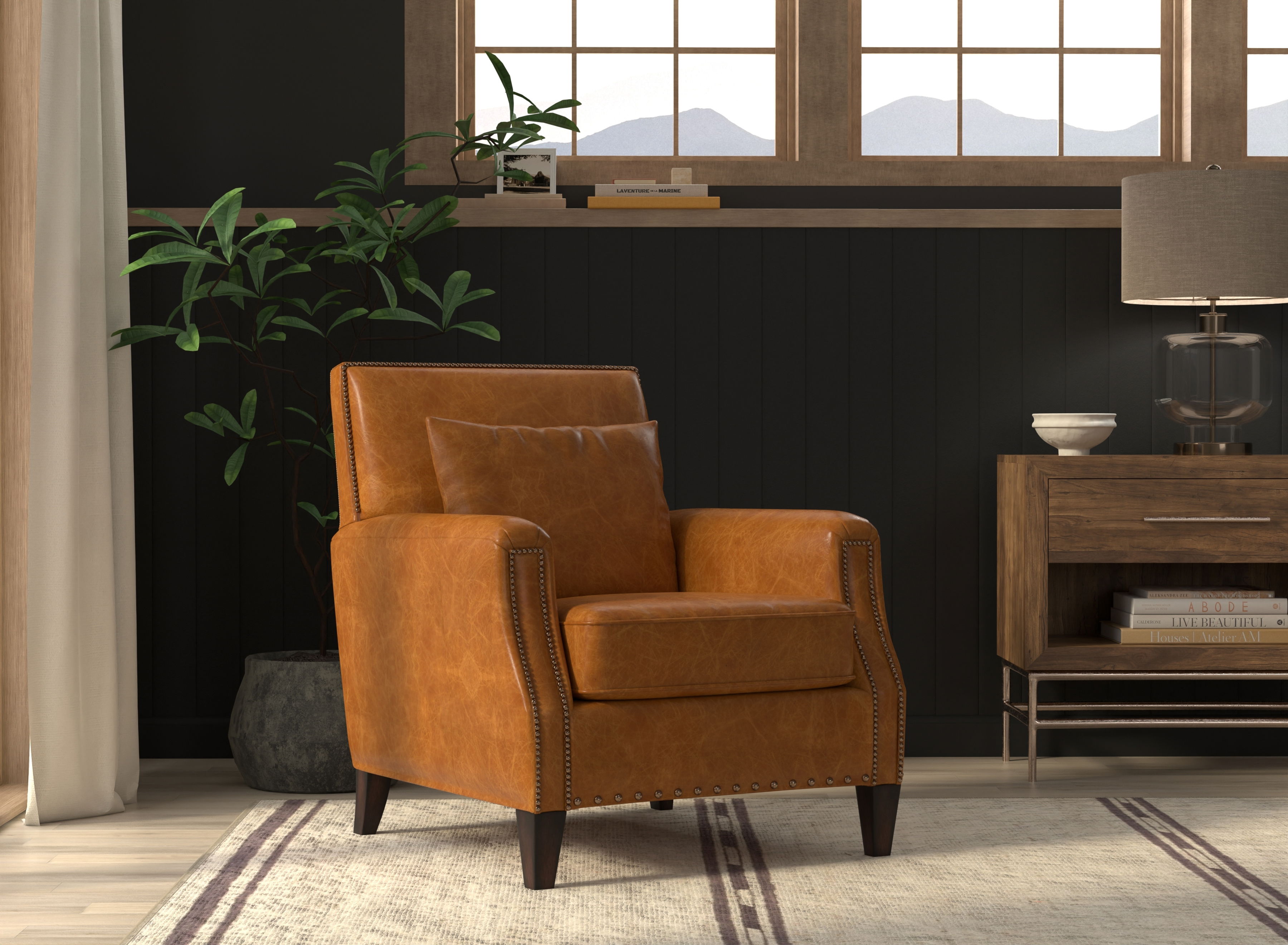 Dawson Distilled Leather Chair,Cuba Brn large image 