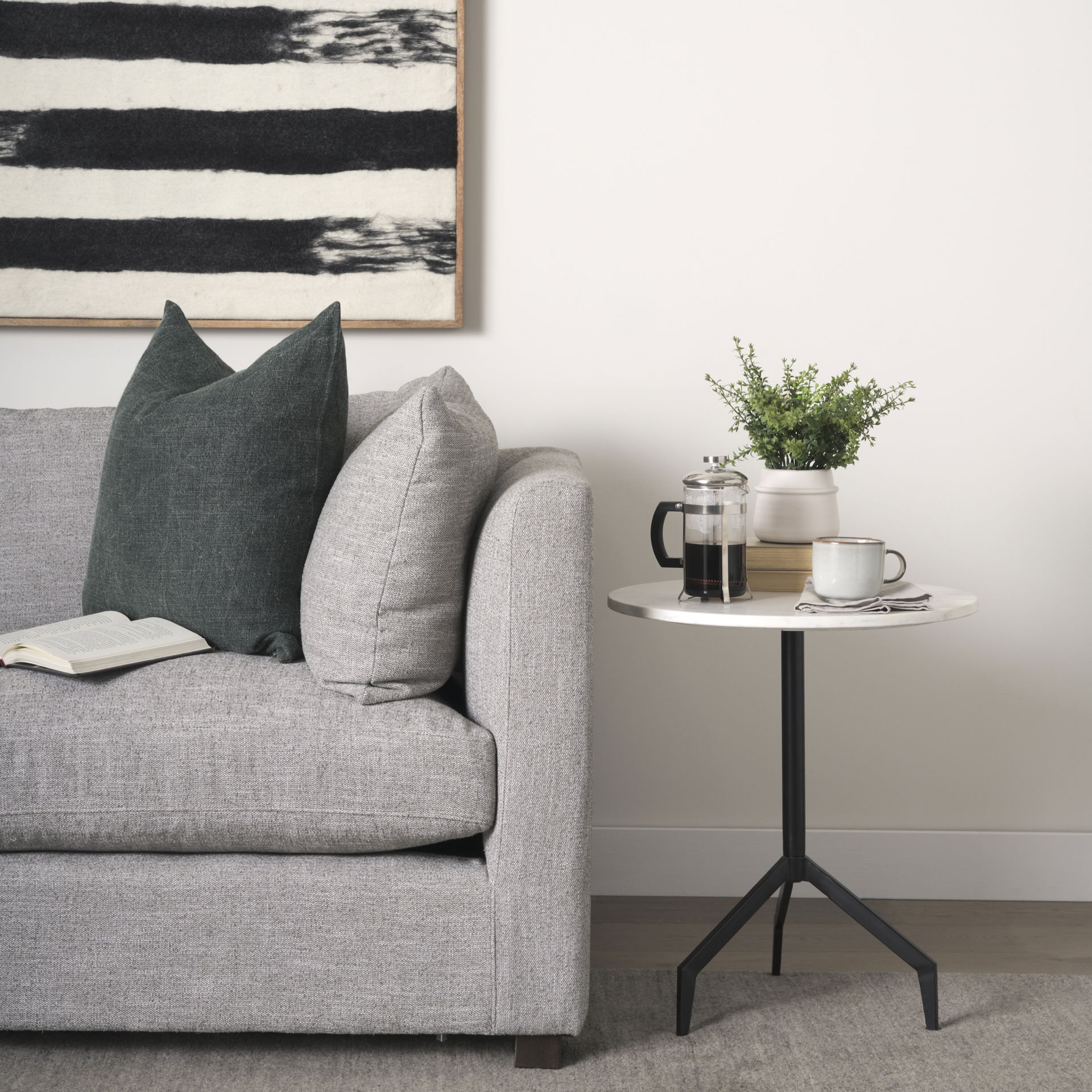 Serre Marble Top 3 Prong Black Metal Base End Table large image 