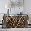 Teak Wood Console, Console Table by Uttermost, 59" width x 34.6" height x 17.72" depth thumbnail 2