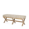 Solis II 50L x 16W Brown Base Beige Woven Leather Cushion Accent Bench thumbnail 0