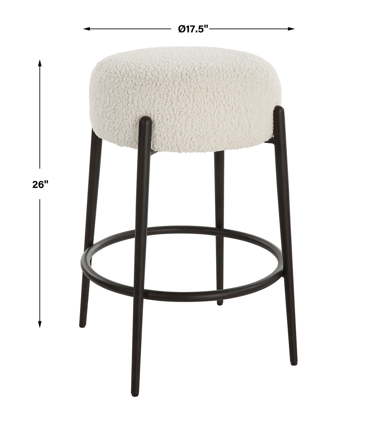 Arles Plush Counter Stool, Furniture by Uttermost, 20.5" width x 26" height x 20.5" depth View 3