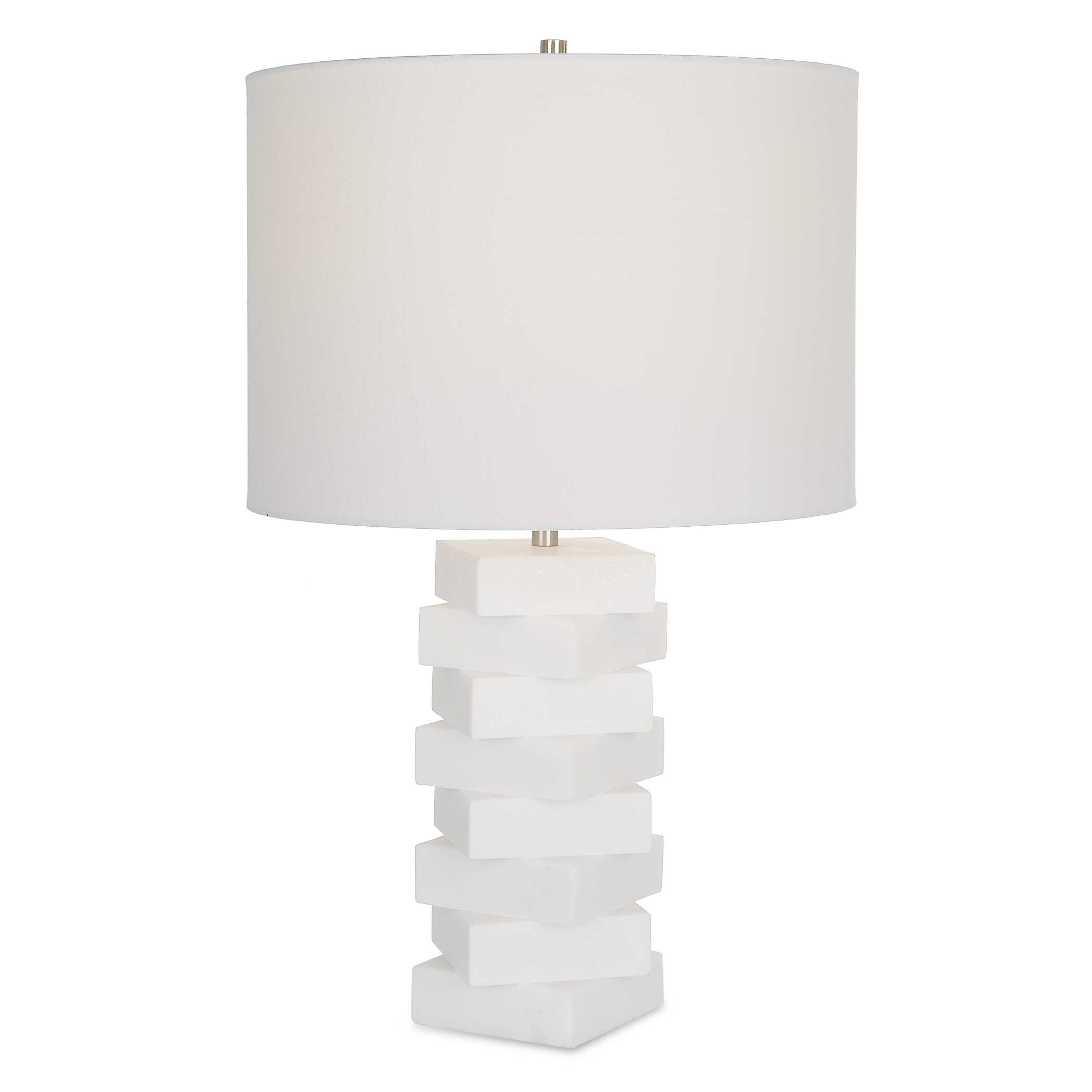 Ascent White Geometric Table Lamp, by Uttermost, 14" width x 23" height x 14" depth View 1
