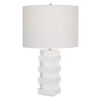 Ascent White Geometric Table Lamp, by Uttermost, 14" width x 23" height x 14" depth thumbnail 1