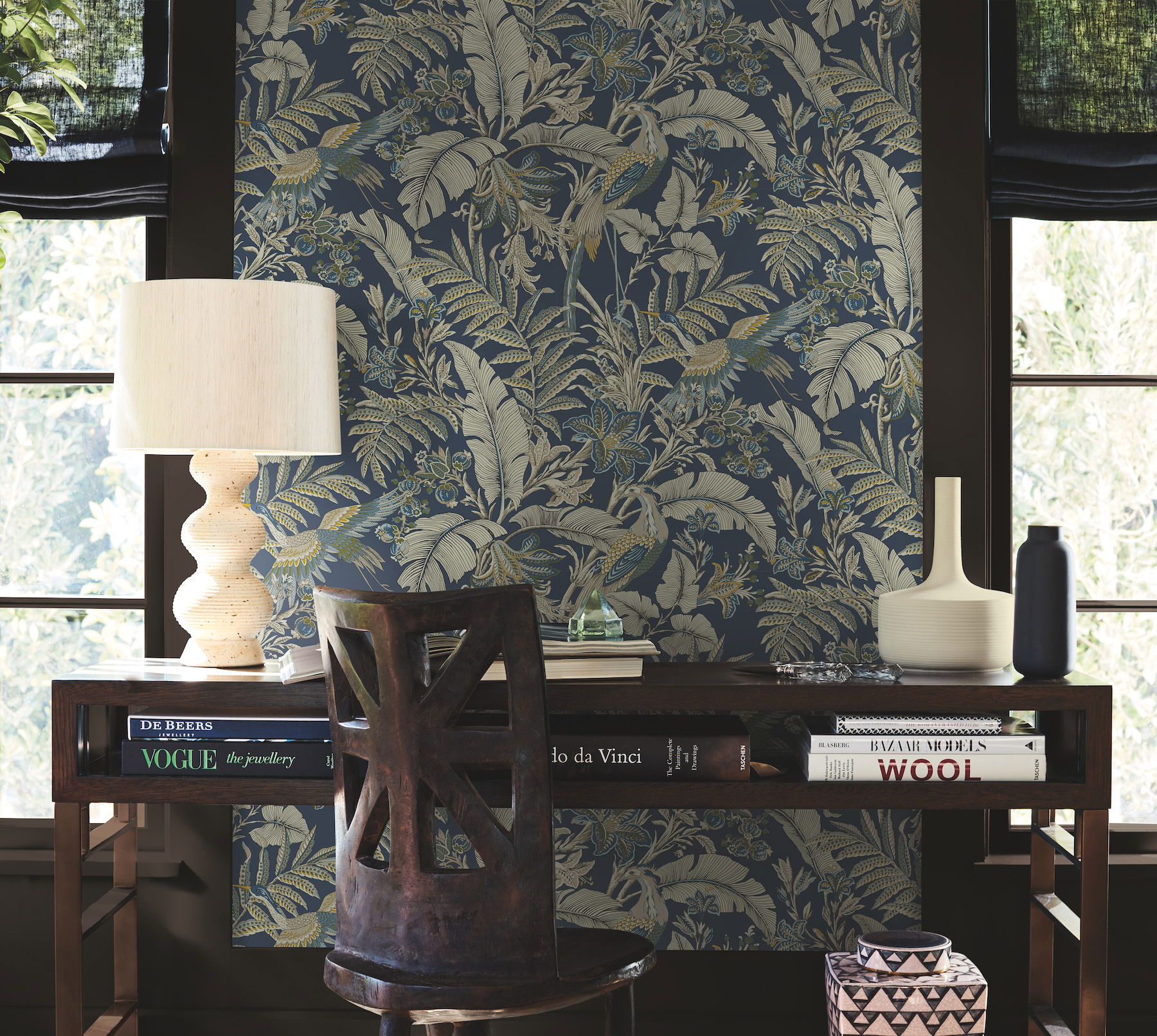 Heronwood Navy Wallpaper large image 