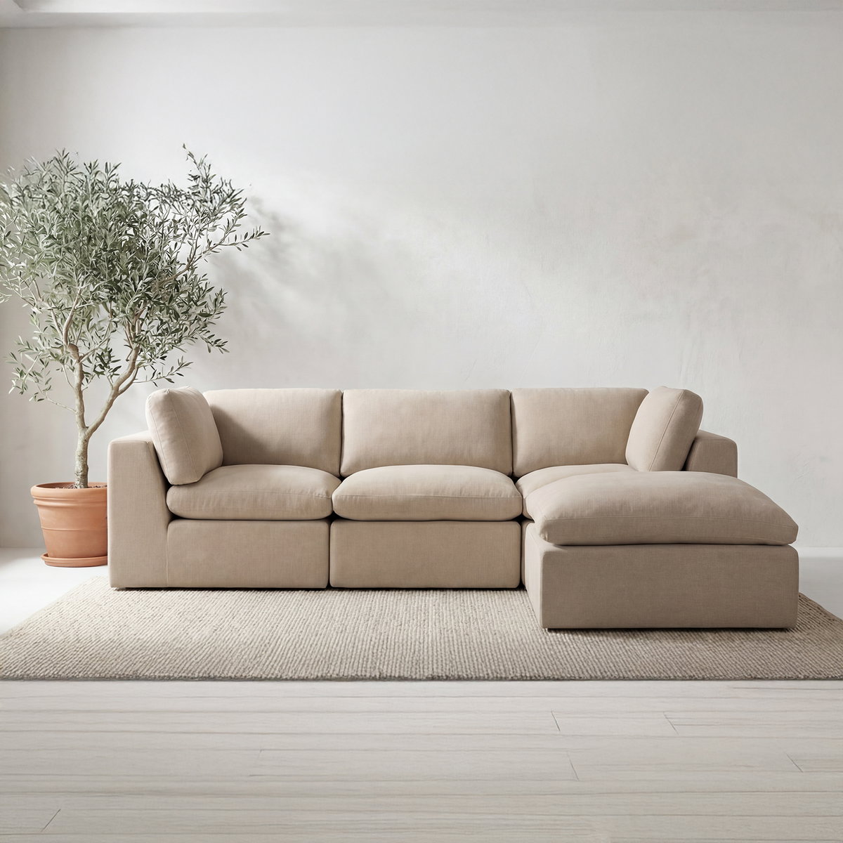 Cates Ottoman Pebble, by Moe's Home, 36.25" width x 19.25" height x 36.25" depth View 6