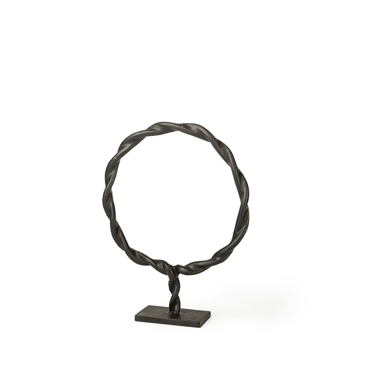 Rizwan (Small) Black Aluminum Braided Circular Object, Decorative Object by Mercana, 14.96" length x 11.81" width x 3.15" height View 1