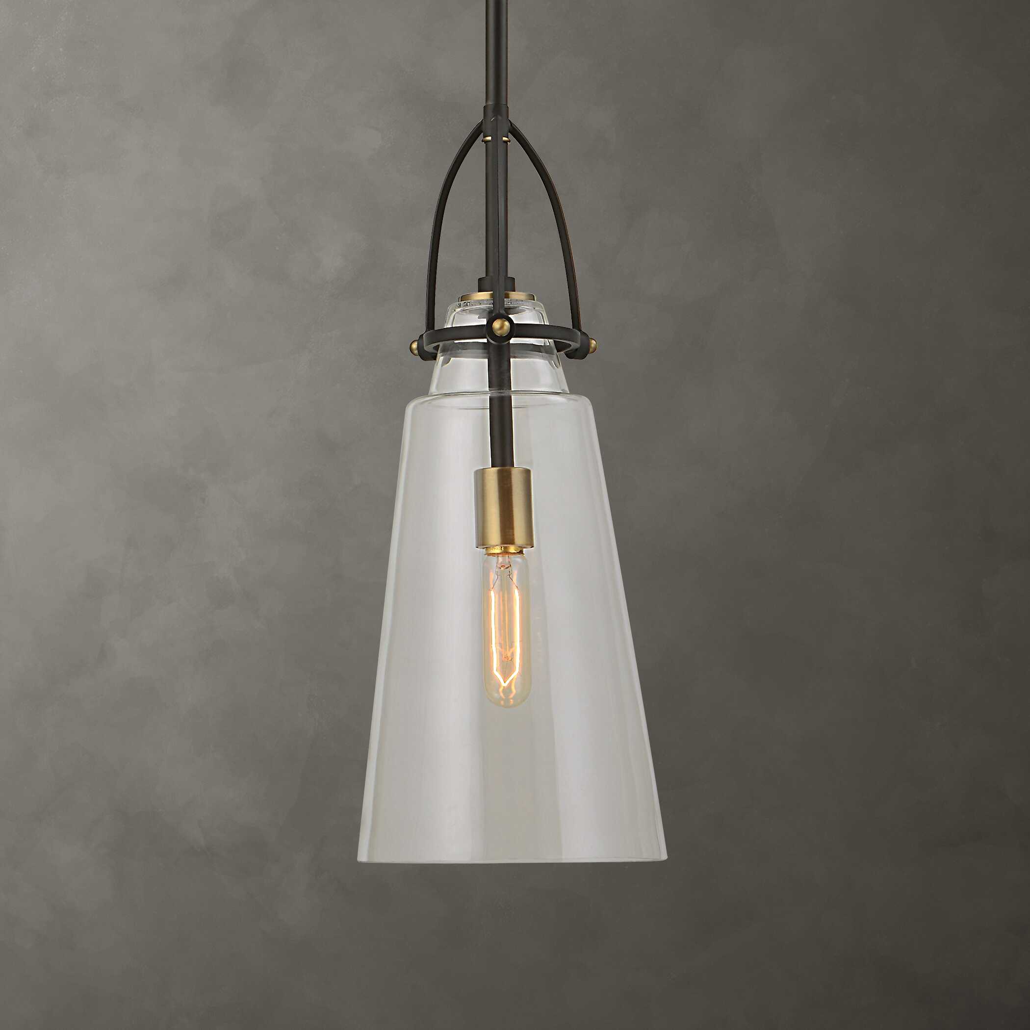 Saugus Industrial 1 Light Pendant, Ceiling Light by Uttermost, 8" width x 20" height x 8" diameter x 8" depth View 1