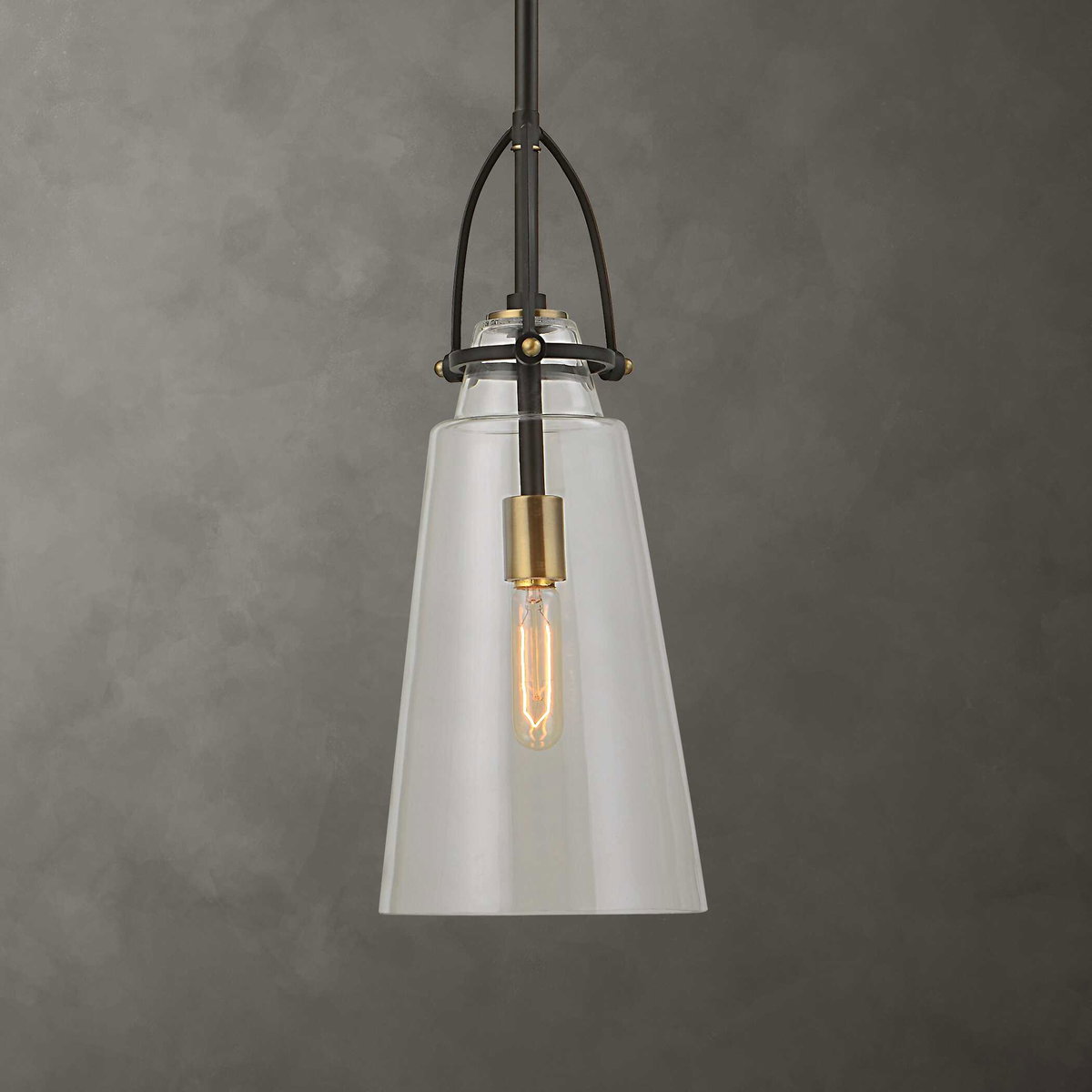 Saugus Industrial 1 Light Pendant, by Uttermost, 8" width x 1'8" height x 8" diameter x 8" depth View 1