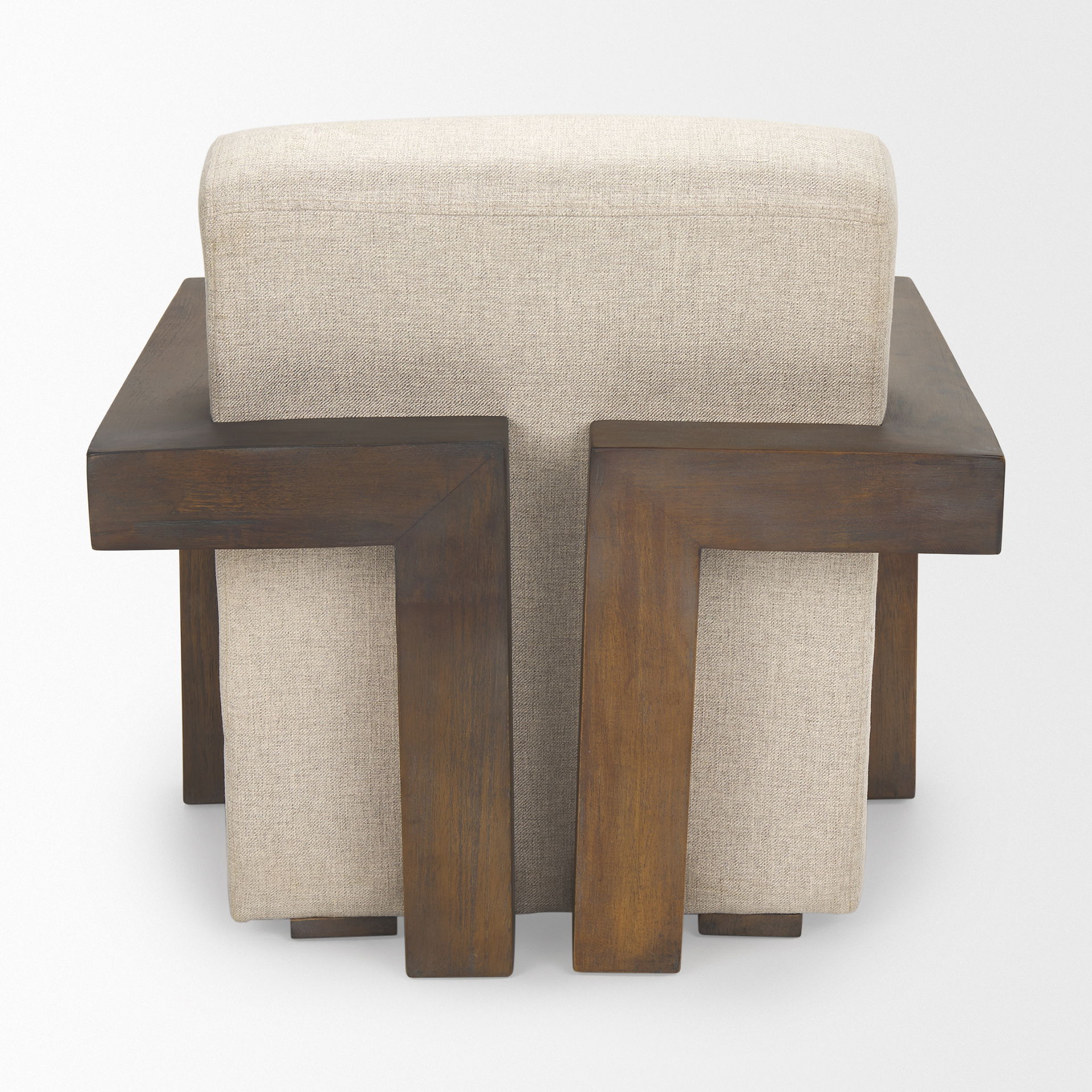 Sovereign Oatmeal Fabric Upholstered with Solid Wood Frame Accent Chair large image 