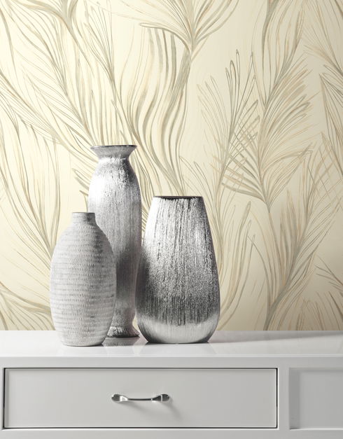 Peaceful Plume Beige Wallpaper