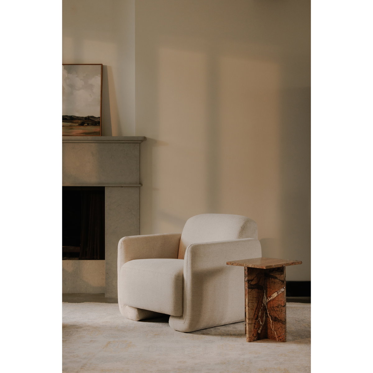 Blair Accent Table Golden Forest Marble, Side & End Table by Moe's Home, 14" width x 20" height x 14" depth View 7