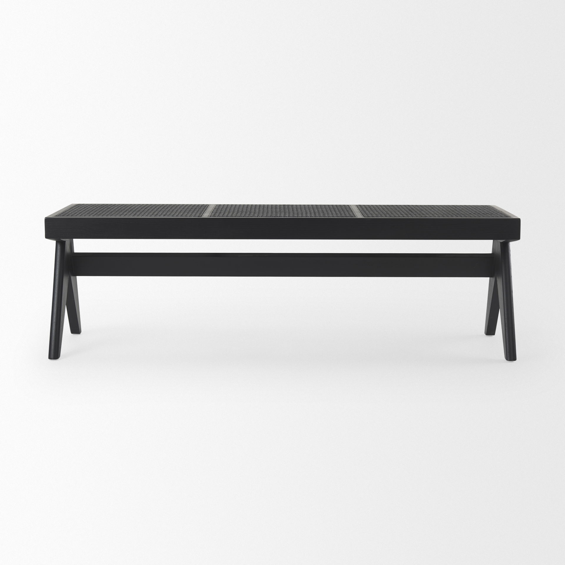 Arvin  Black Wooden Bench large image 