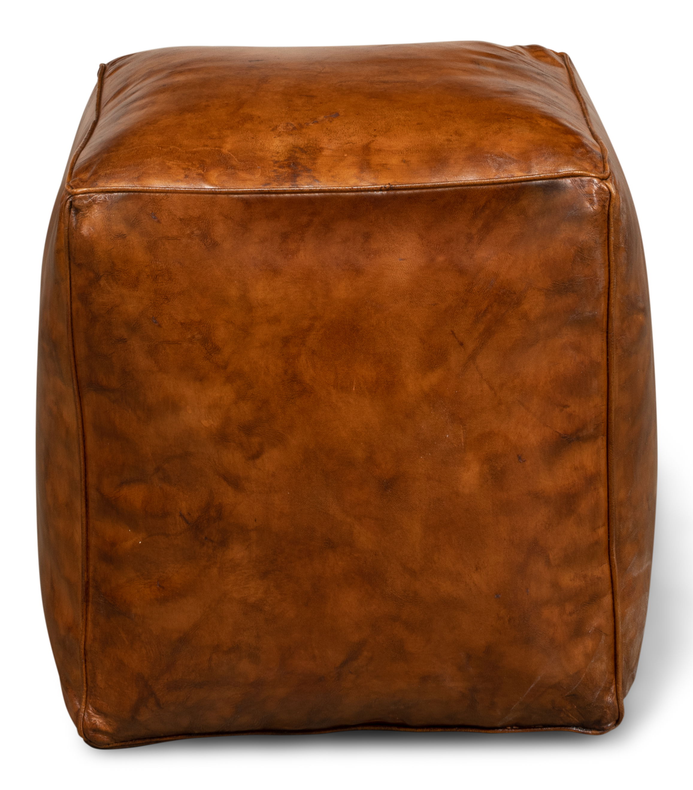 Sunday Afternoon Leather Cube,Natural, Seating by Sarreid, 15" length x 15" width x 16" height View 2
