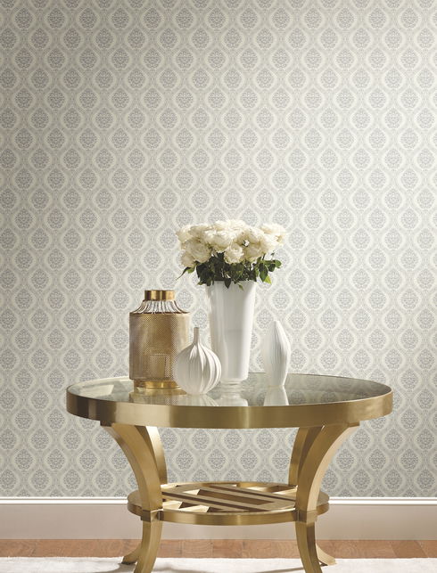 Petite Ogee Taupe Wallpaper