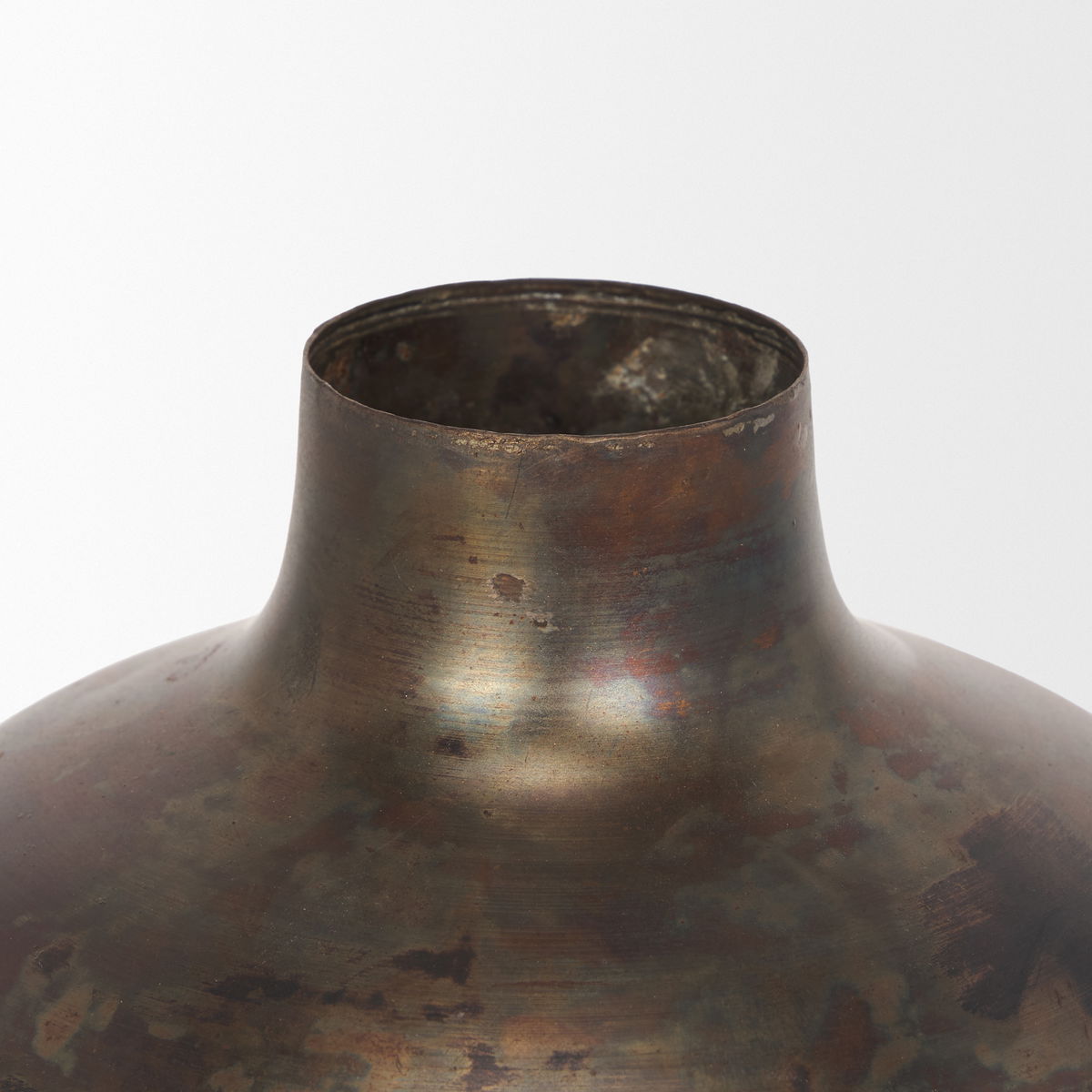 Daya Medium Antiqued Gold Metal Vase, by Mercana, 6.3" length x 6.3" width x 8.66" height View 5