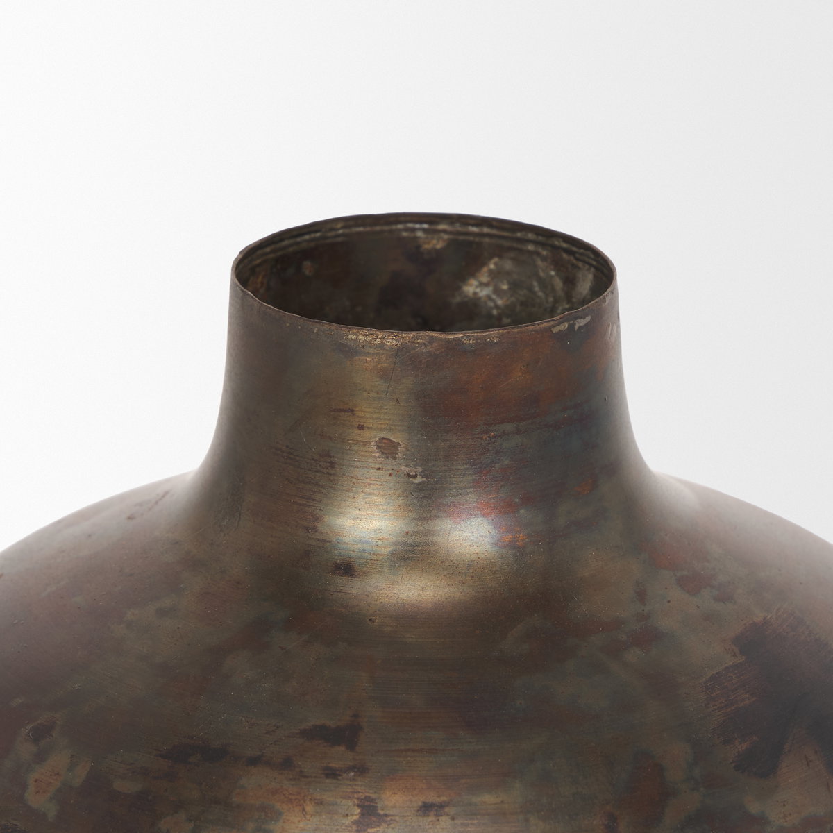 Daya Medium Antiqued Gold Metal Vase, by Mercana, 6.3" length x 6.3" width x 8.66" height View 5