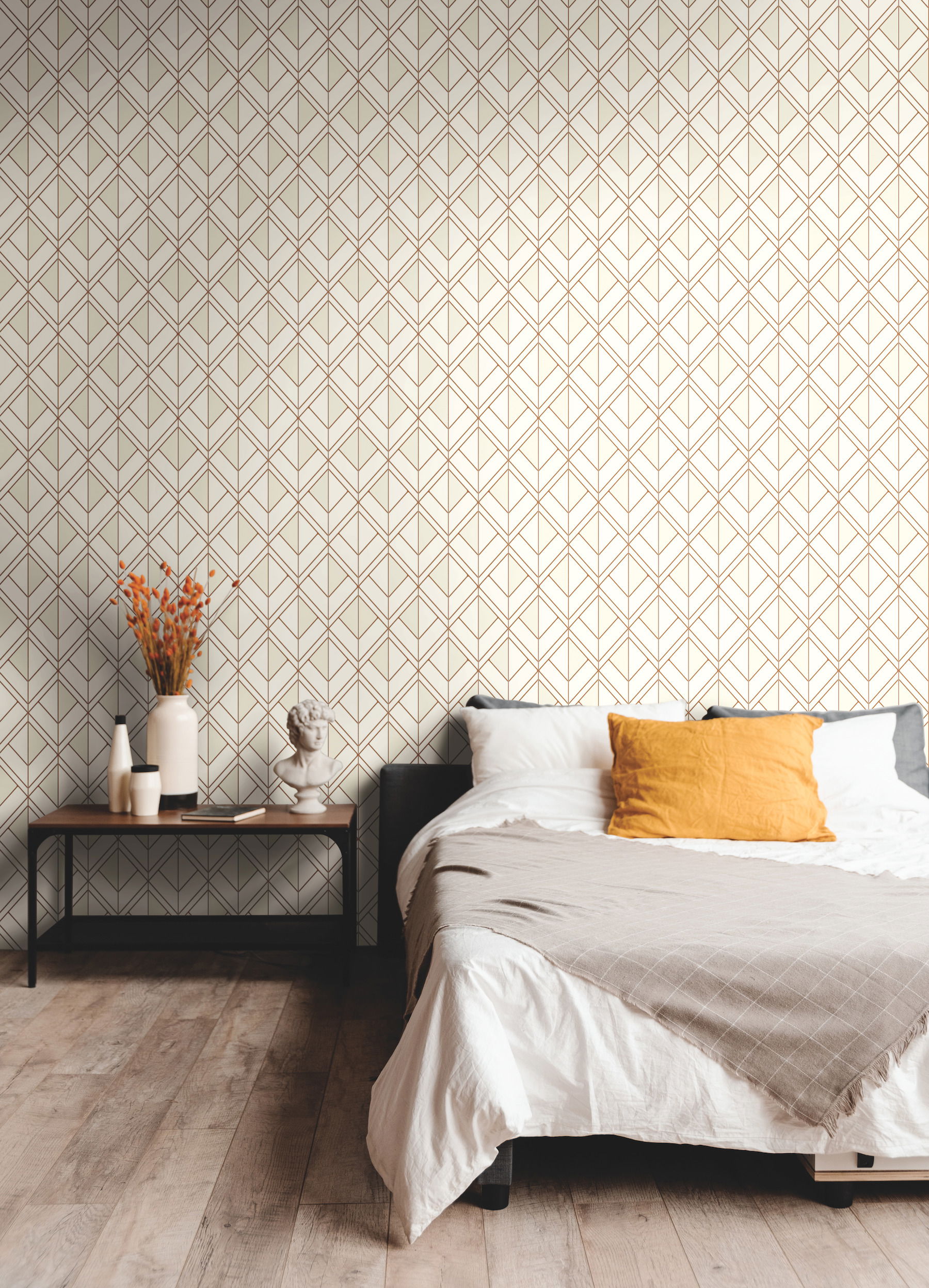 Diamond Shadow Orange Wallpaper, by York Wall, 27' length x 2'3" width x 0.02" depth View 2