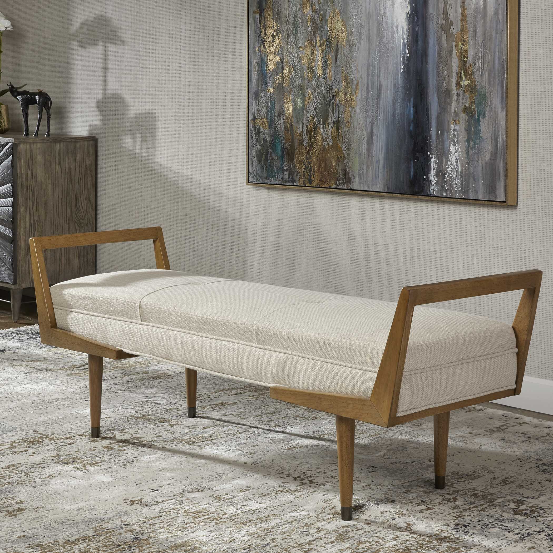 Waylon Modern Ivory Bench, Furniture by Uttermost, 59.25" width x 23" height x 20" depth View 4