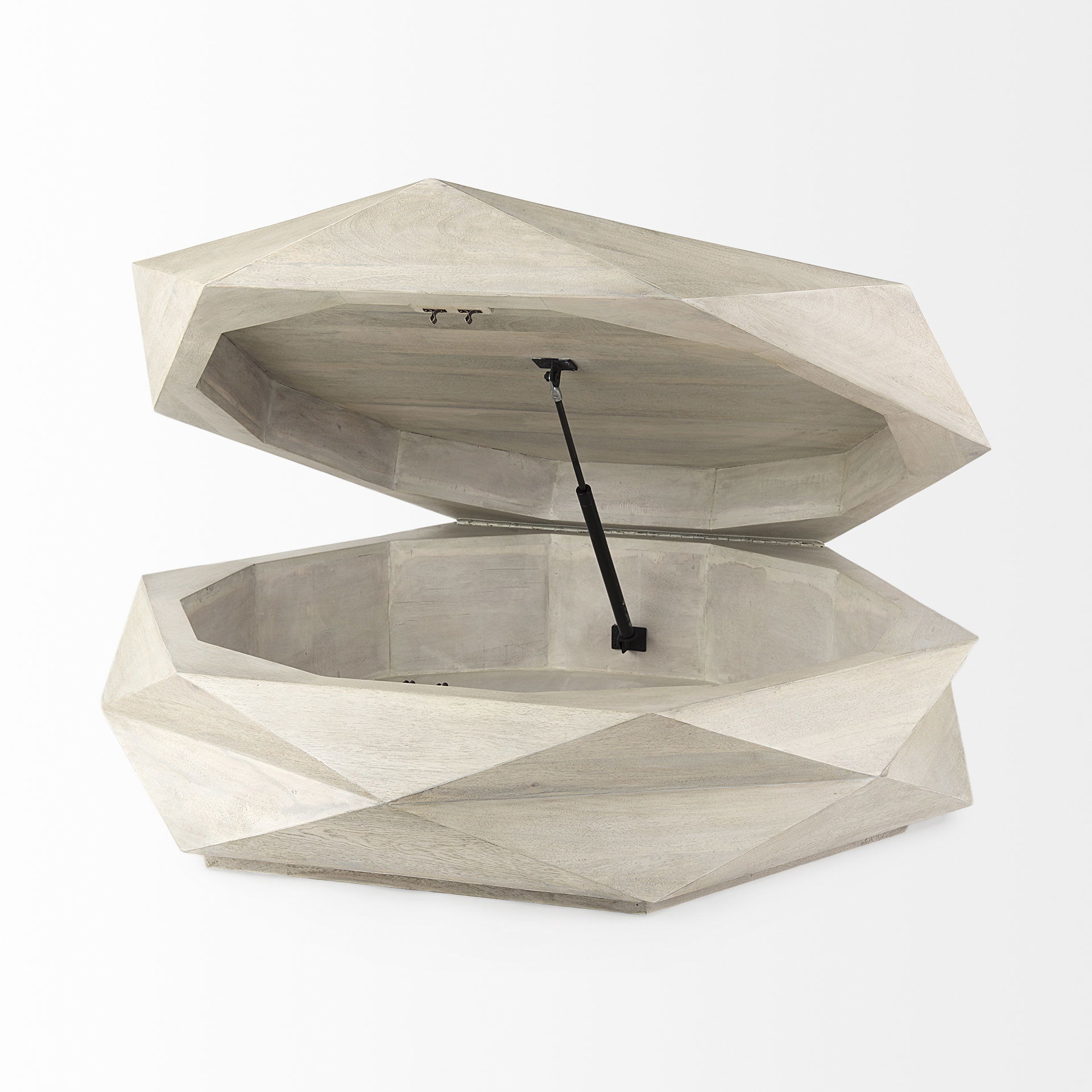 Arreto Natural Solid Wood Hexagonal Storage Coffee Table large image 