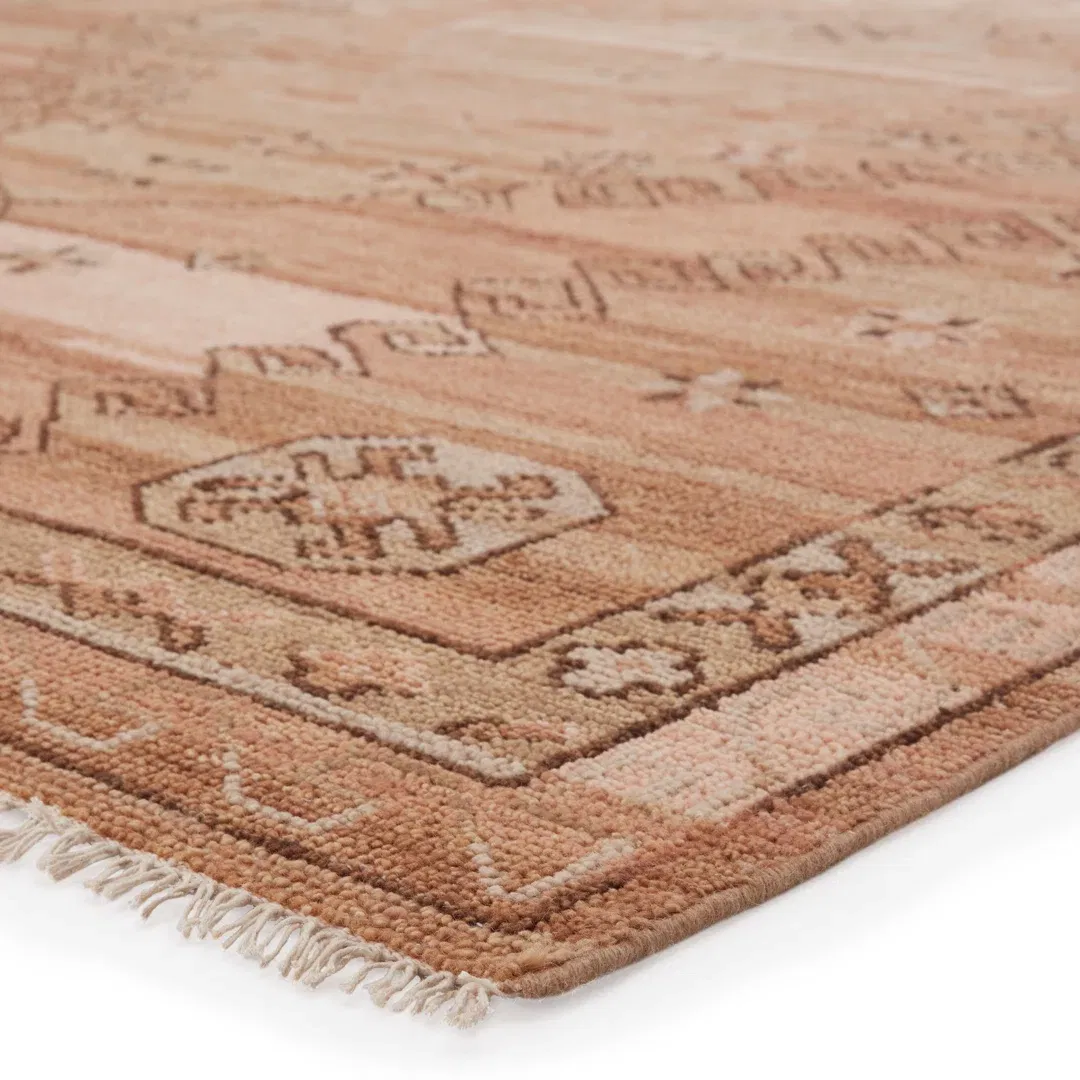Jaipur Living Ziba JIN01 Handknotted Medallion Blush and Beige Runner Rug (3'x10') large image 