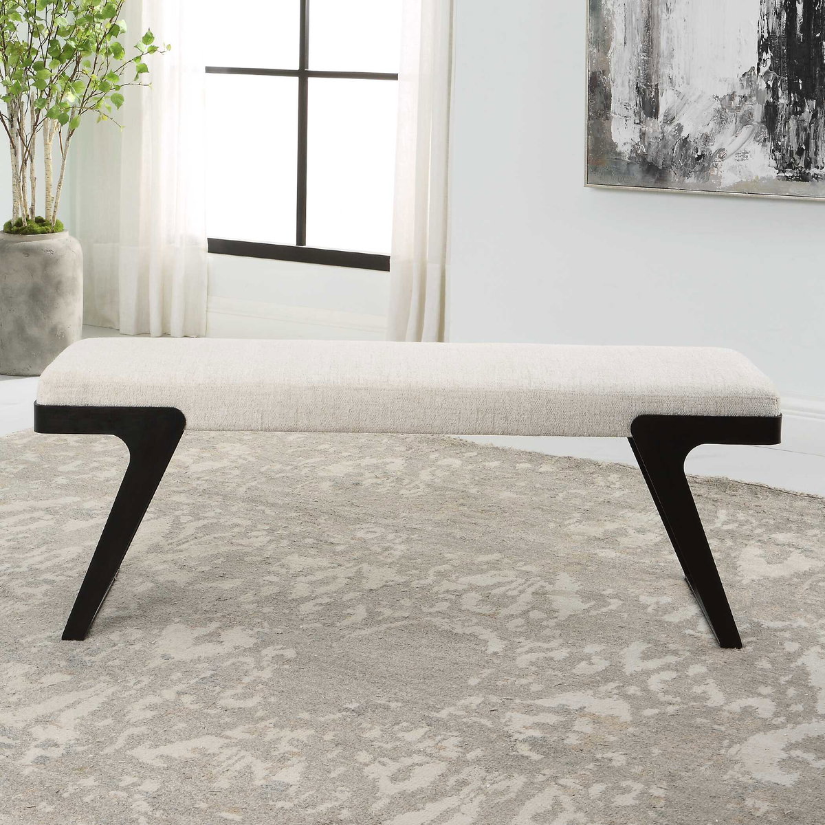 Hover Modern Bench, Furniture by Uttermost, 53" width x 19" height x 16" depth View 4